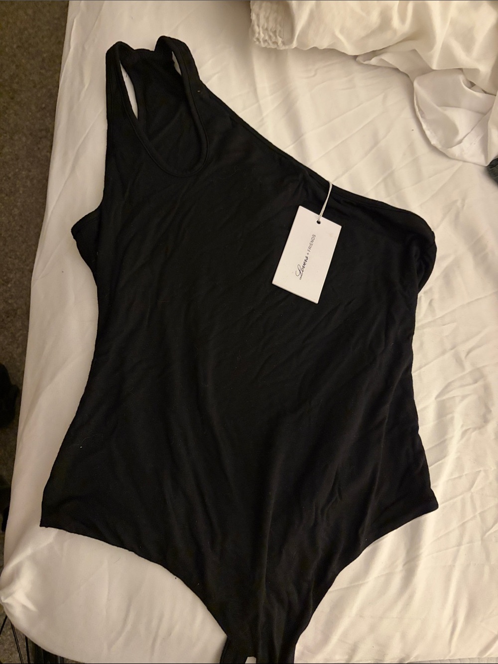 Lovers + Friends One-Shoulder Cut Out Black Bodysuit